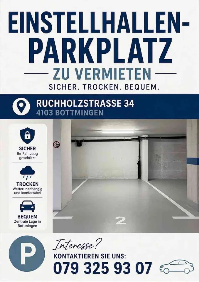 Einstellhallenplatz in Bottmingen zu vermieten
