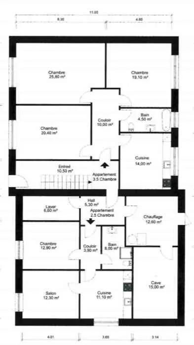 Bel appartement de 3 1/2 pcs au rez-de-chaussée