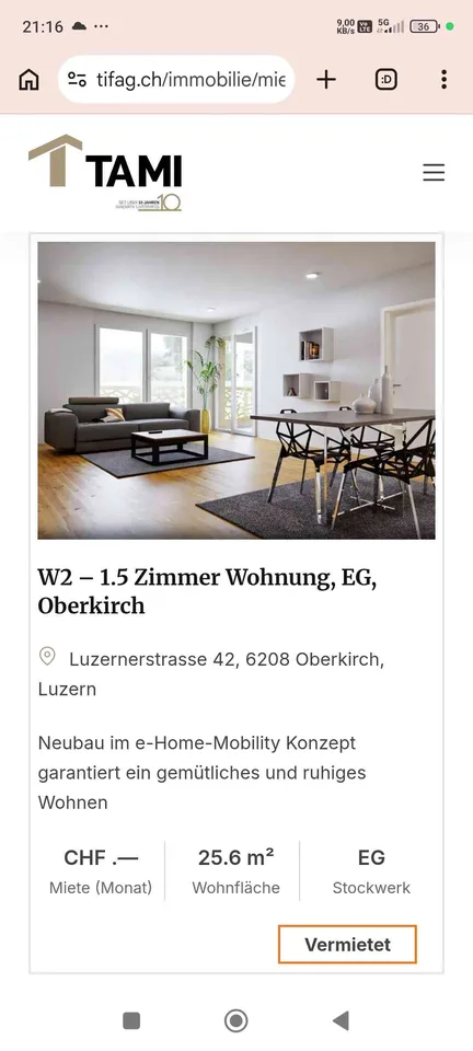 Neuwertige 1,5-Zimmer-Wohnung in Oberkirch LU zu vermieten