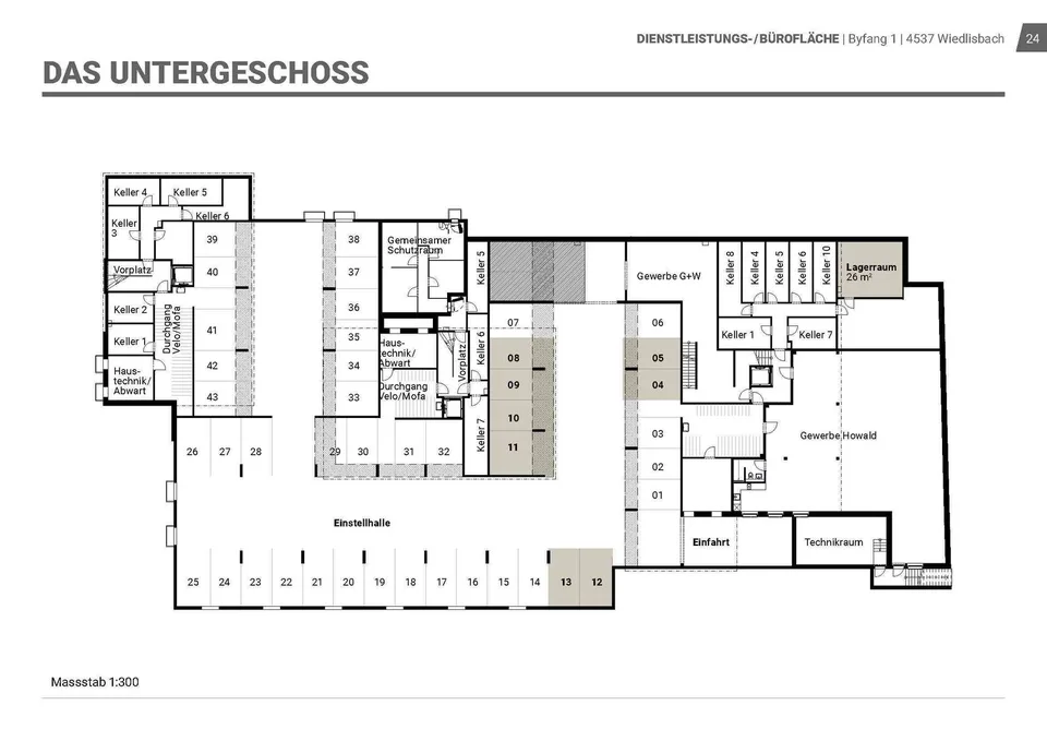 Grosszügiger Einstellhallenplatz zu vermieten