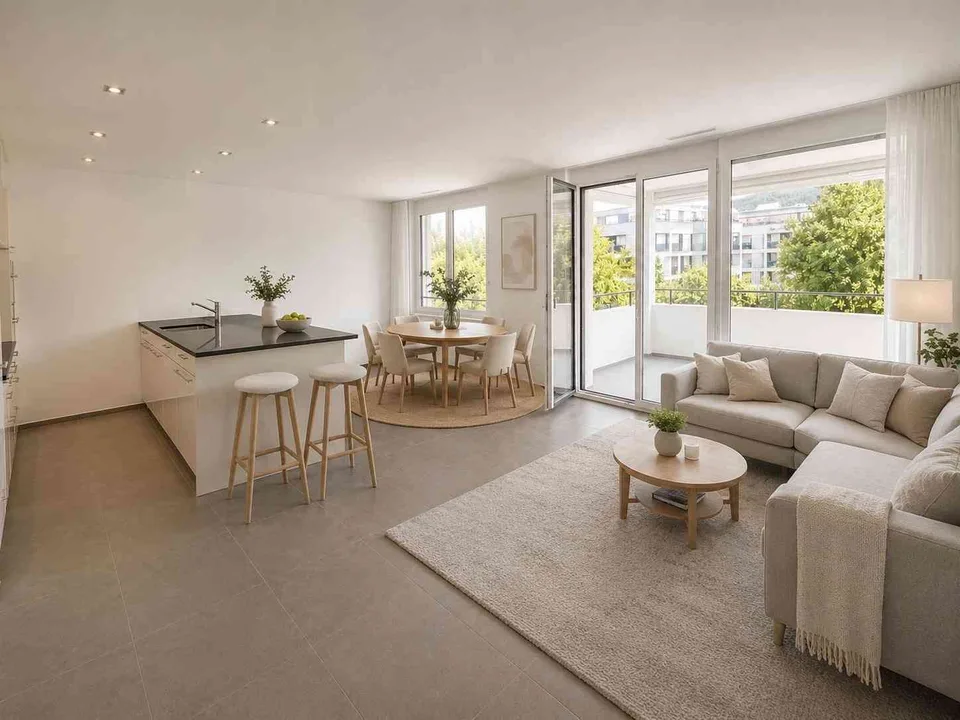 Exklusive Minergie-2½-Zimmer-Wohnung mit grossem Sonnenbalkon