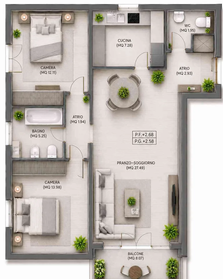 Appartamento 3.5 locali con terrazza coperta e giardino a Losone