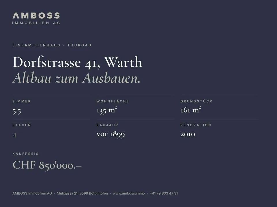 Charaktervolles Eckhaus zum Selbergestalten, Warth TG