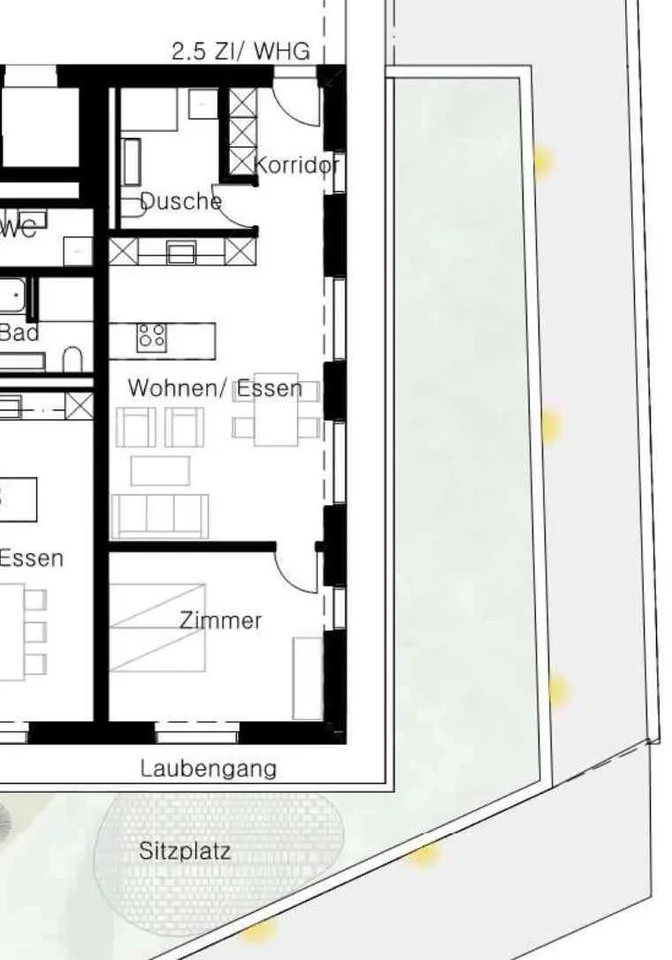Praktische und gut ausgestattete 2.5 Zimmerwohnung im Erdgeschoss