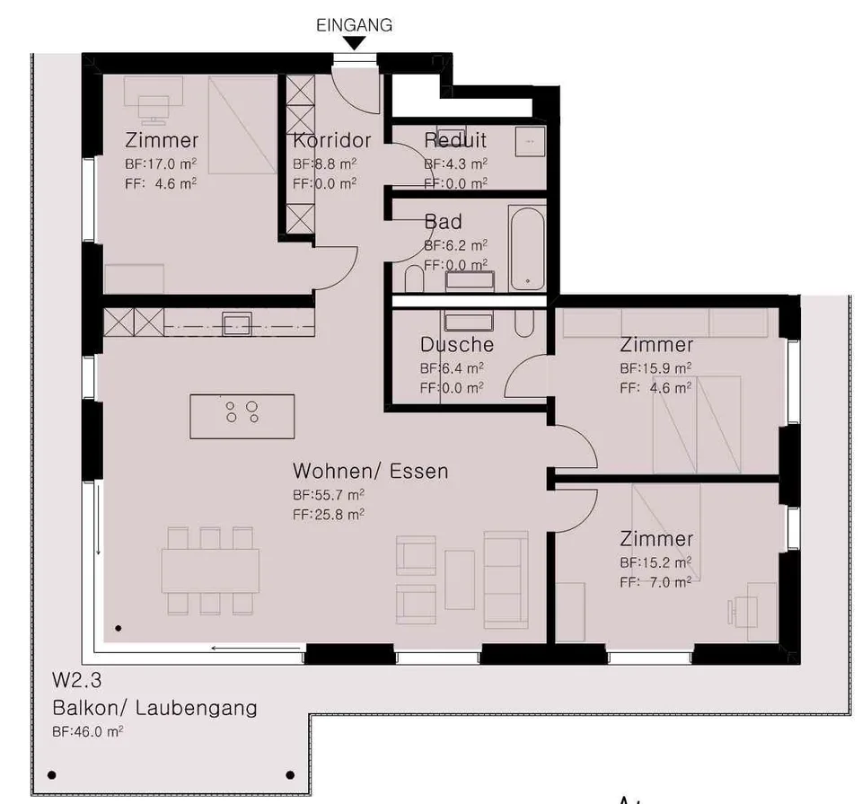 Grosszügige und moderne 4.5 Zimmerwohnung im 1. Obergeschoss