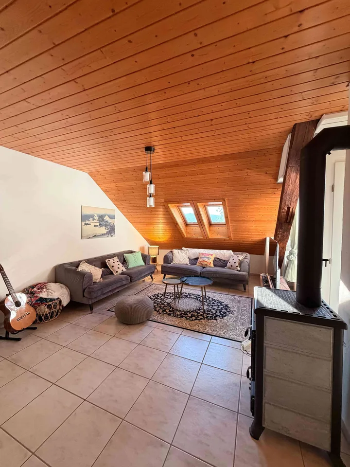 Grosszügige Wohnung (134m2) mit Kamin, Balkon und Blick ins Grüne