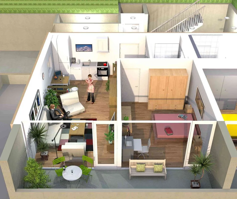2-Z.-Apartment mit grossem Balkon, moderner Ausstattung und Aussicht