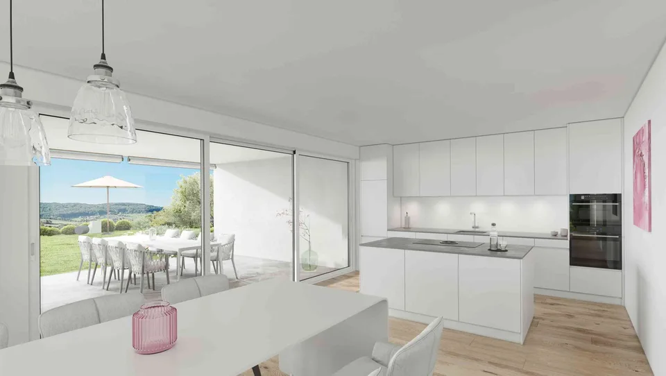 Helle und exklusive Gartenwohnung mit unverbaubarer Weitsicht, Südwest