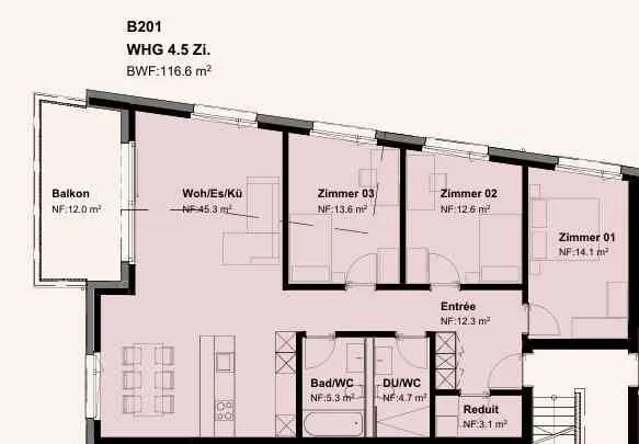 Exklusive 4.5-Zimmer-Neubauwohnung im 2. OG mit Blick ins Grüne