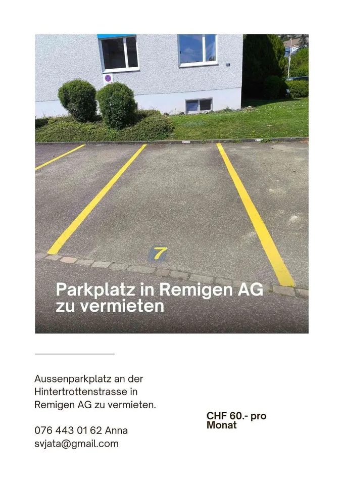 Aussenparkplatz zu vermieten / Remigen AG