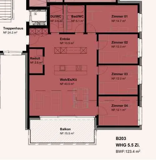 Exklusive 5.5-Zimmer-Neubauwohnung 2.OG mit herrlichen Alpenpanorama