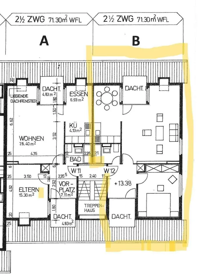 Renovierte helle 2.5. Zimmer Dachwohnung in Allschwil