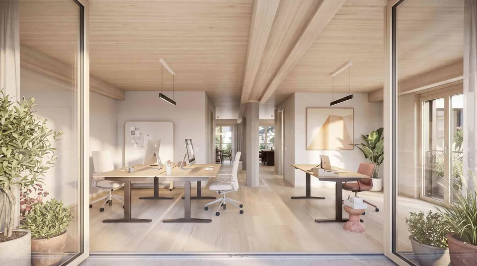 Modernes nachhaltiges Büro, Studio, Praxis in Baar zur Grenze an Zug