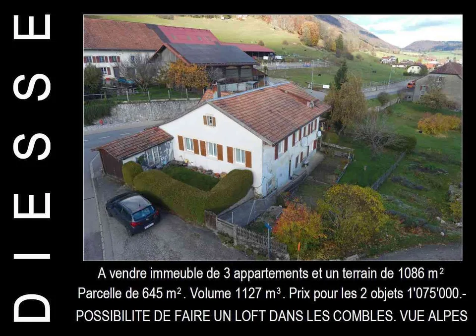 BAISSE DE PRIX - Immeuble de 3 apparts et terrain constructible