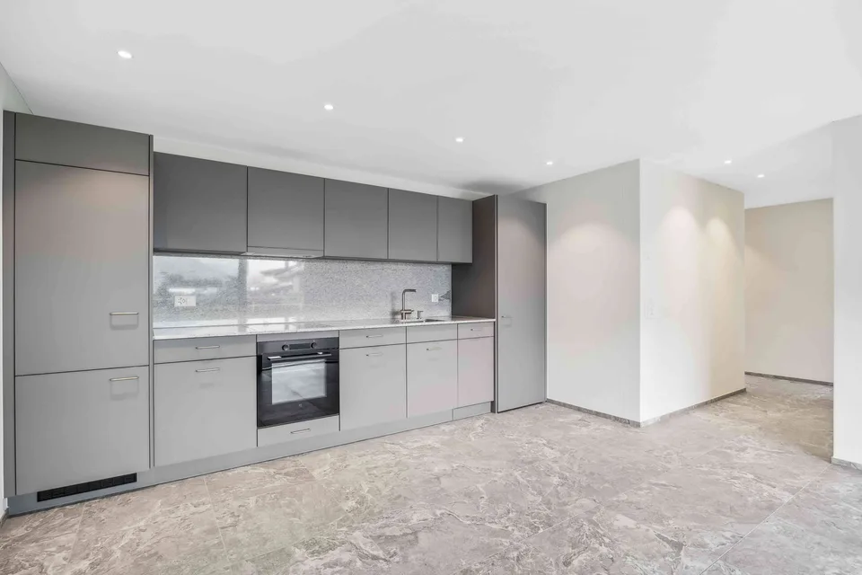 Moderne 2.5-Zimmer-Wohnung mit grosser verglaster Terrasse in Wangen