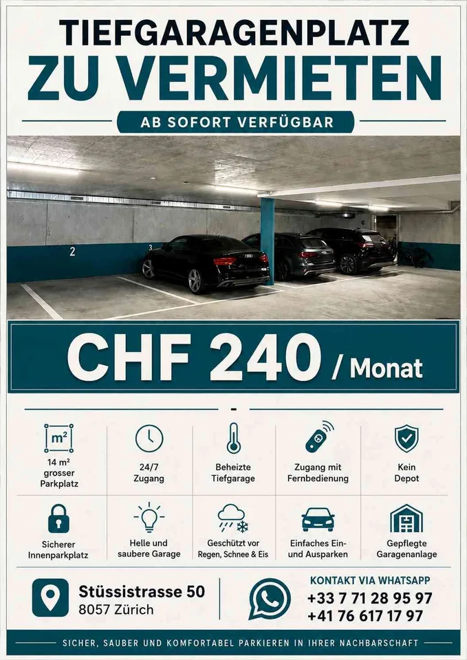 Copie Underground Parking Space for Rent – 24/7 Access