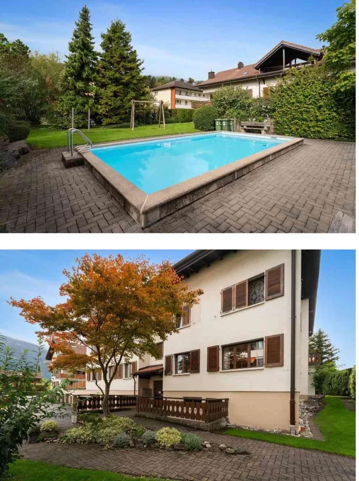Kinderfreundliche 3.5 Zimmer Gartenwohnung mit Chemine und Pool