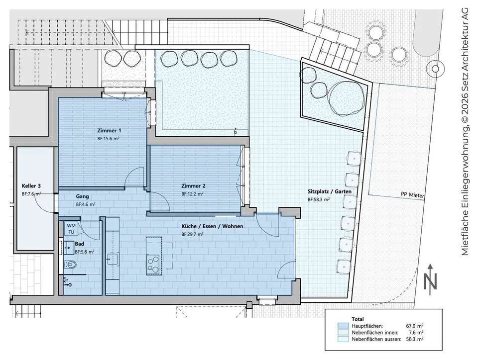 Moderne 3.5-Zimmer-Neubauwohnung, privater Garten & separater Eingang
