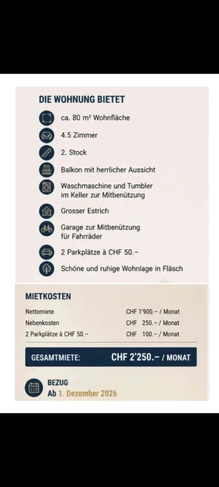 4.5 Zimmerwohnung mit herrlicher Aussicht zu vermieten