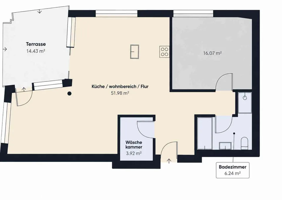 Grosszügige 2.5-Zimmer-Gartenwohnung – 77 m², in Mellingen