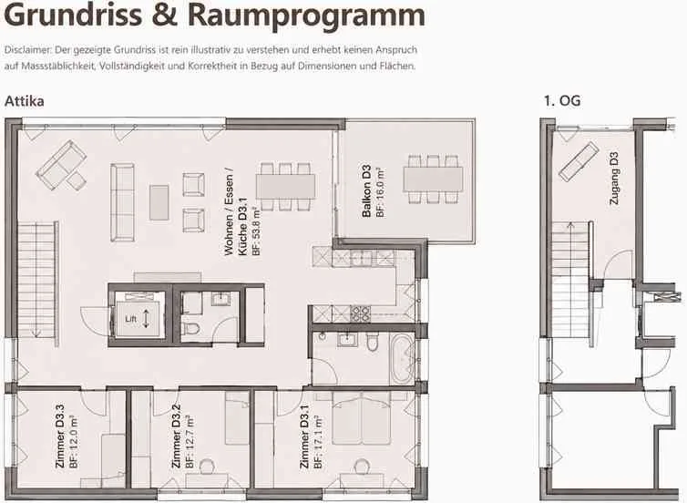 Exklusive 4.5-Zimmer-Maisonette-Attikawohnung mit Lift – Foto 10 von 13
