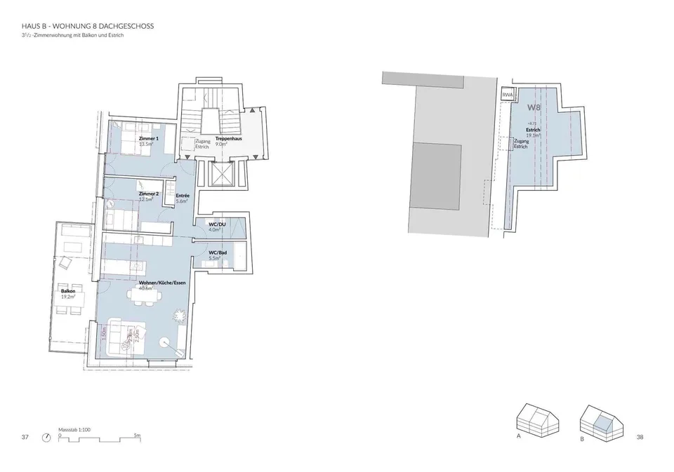 Erstbezug: Moderne 3.5-Zimmer-Dachwohnung im Minergie-P-Neubau