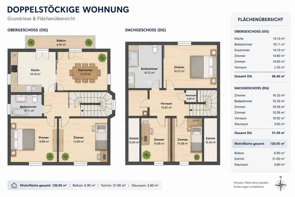 120 m² Maisonette mit Balkon im freistehenden Haus – Bahnhofsnähe