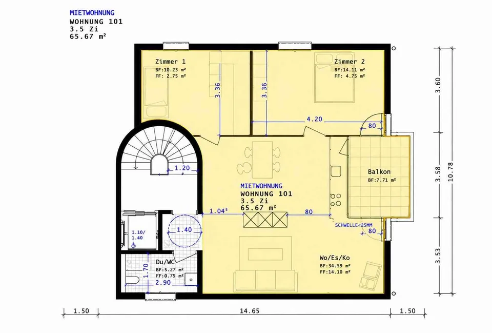 Moderne 3.5-Zimmerwohnung mit Balkon an der Wilerstrasse 112