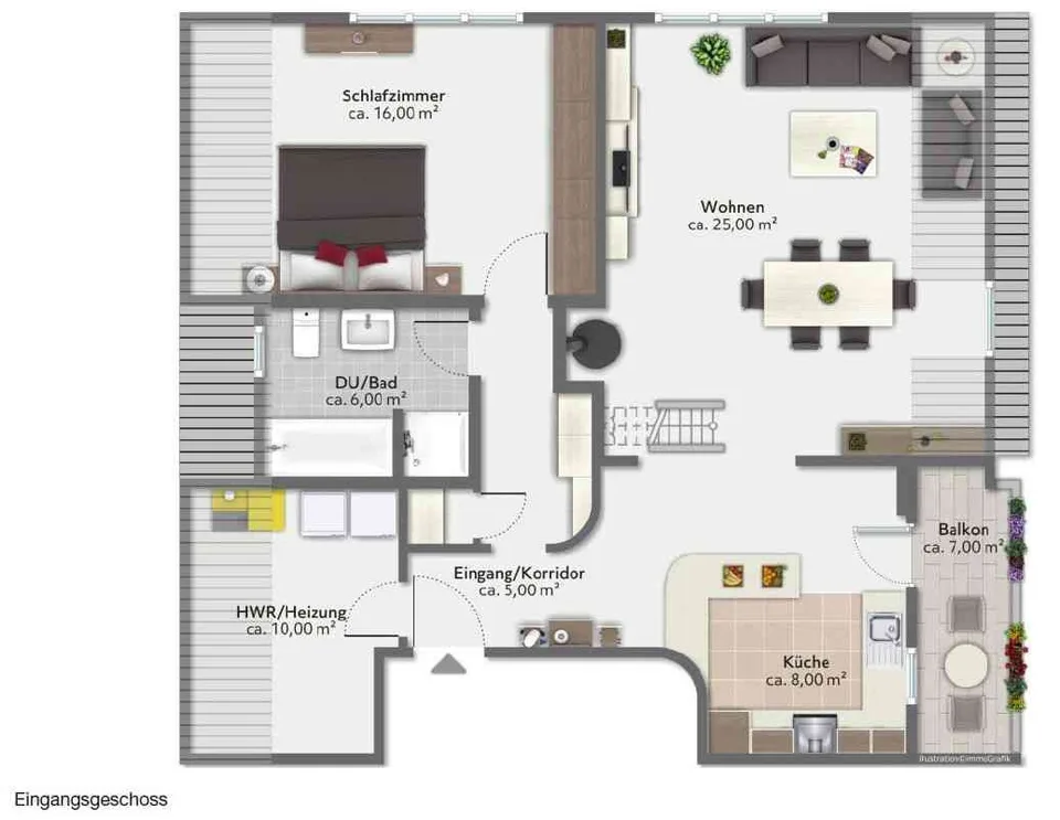 Dachwohnung (Maisonette) mit Galerie in Eglisau
