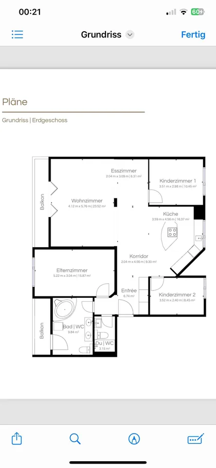 Geräumige und sehr helle 4.5-Zimmer-Wohnung mit 2 Balkonen