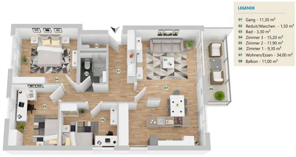Helle & moderne 4.5-Zimmer-Wohnung mit Aussicht u. Einstellplatz