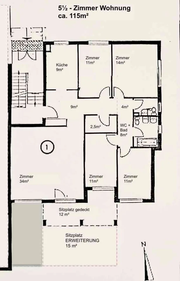 5.5 Zi- Gartenwohnung (120m²) – foto 11 di 11