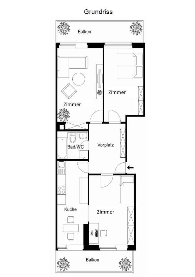 Helle 3.5 -Zimmer-Wohnung mit fantastischer Aussicht ruhiger Lage – Foto 8 von 10