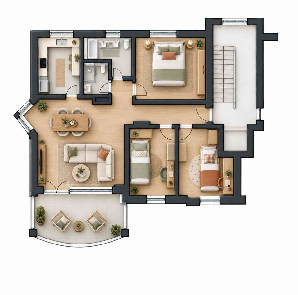 4.5-Zimmer-Wohnung mit Cheminée, grossem Balkon & Bergsicht – Foto 2 von 12