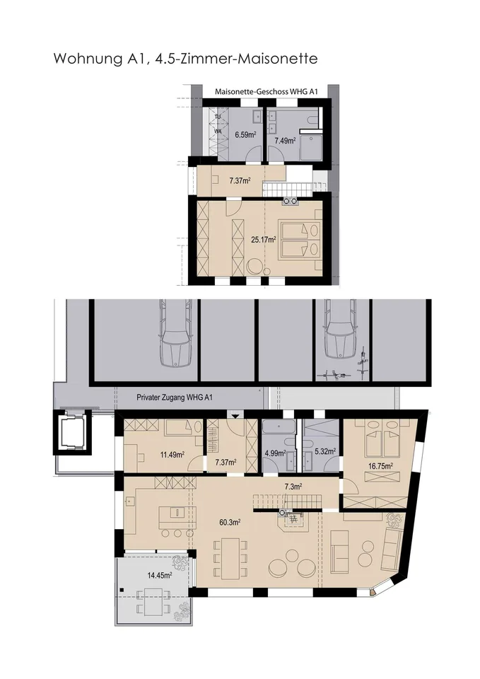 Unverbaubare Panoramasicht – grosszügige 4½-Zimmer-Maisonettewohnung – Foto 6 von 7