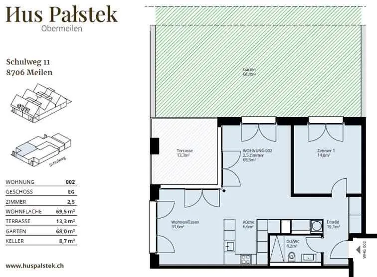 2 ½ Zimmer Neubauwohnung mit Kellerabteil und Tiefgaragenplatz – Foto 10 von 10