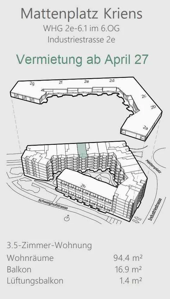 3½-Zimmer-Wohnung im 6. OG mit Balkon (Erstbezug) – Foto 4 von 9