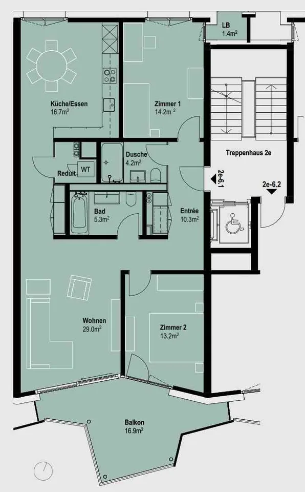 3½-Zimmer-Wohnung im 6. OG mit Balkon (Erstbezug) – Foto 5 von 9
