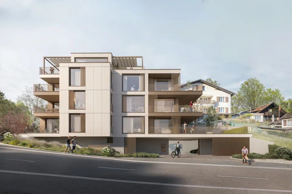 Nouveau Bâtiment Résidence Épuré | Maisonnette en Attique sur Deux Niveaux d'Habitation