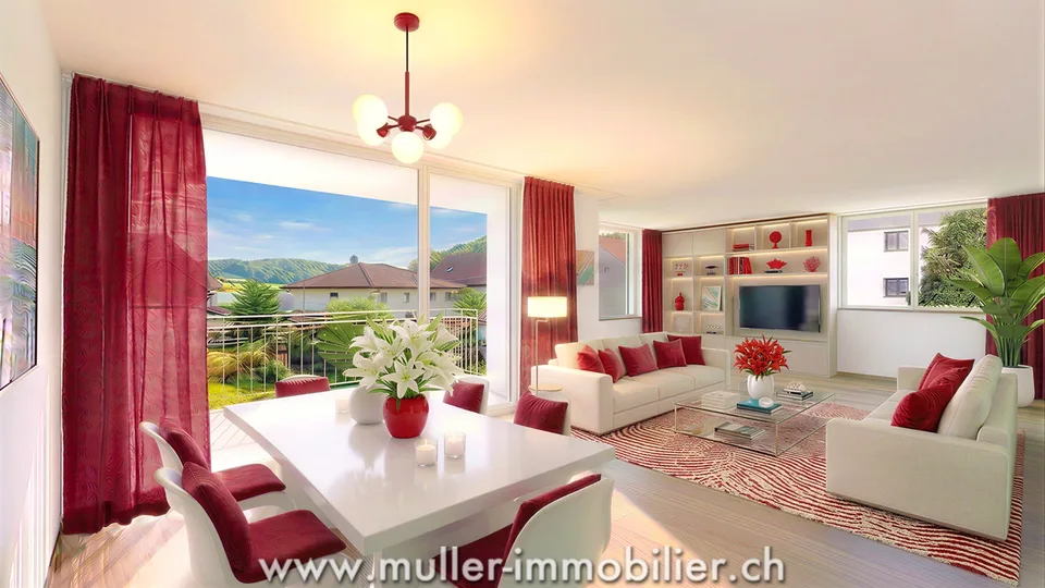 Superbe appartement 3,5 pièces avec balcon, vue nature à 4 min d'Ursy