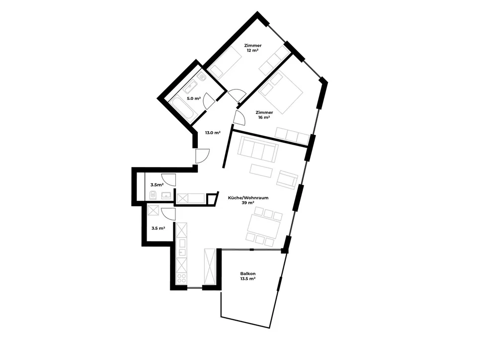Moderne 3.5 Zimmerwohnung mit Balkon in Luzern
