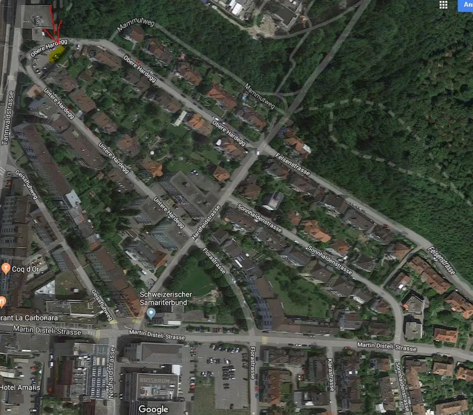 Parkieren direkt hinter dem Bahnhof