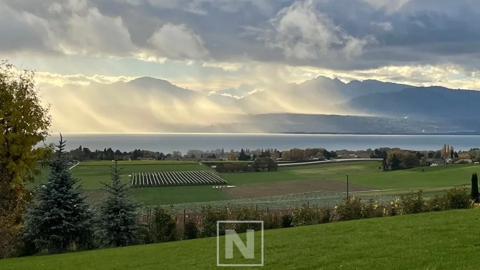 Villa indipendente in vendita a Denens di 9 locali - 248 m2 abitabili e più di 4'000 m2 di terreno, con vista sul lago