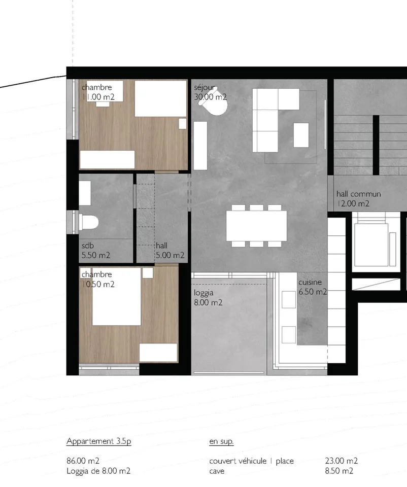 Résidence TRAMA – Elegant 3.5 Zimmer mit Panoramablick