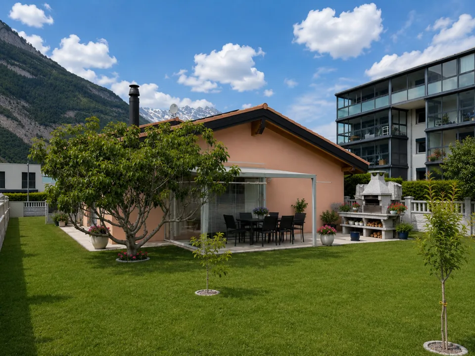 Villa individuelle de 5.5 pcs à Saxon avec espace extérieur de près de 500 m²