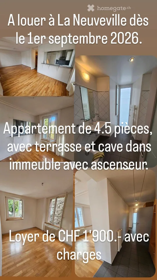 Bello appartamento luminoso di 4.5 locali a La Neuveville