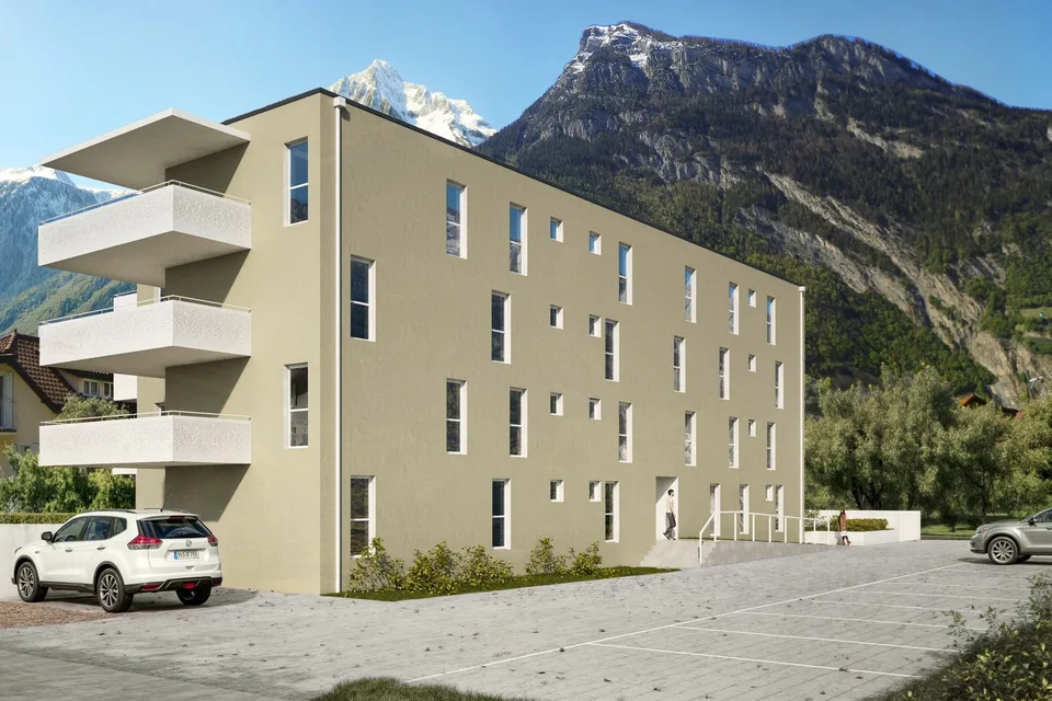 Neue 3.5-Zimmer-Wohnung mit Balkon und Bergblick in Saxon