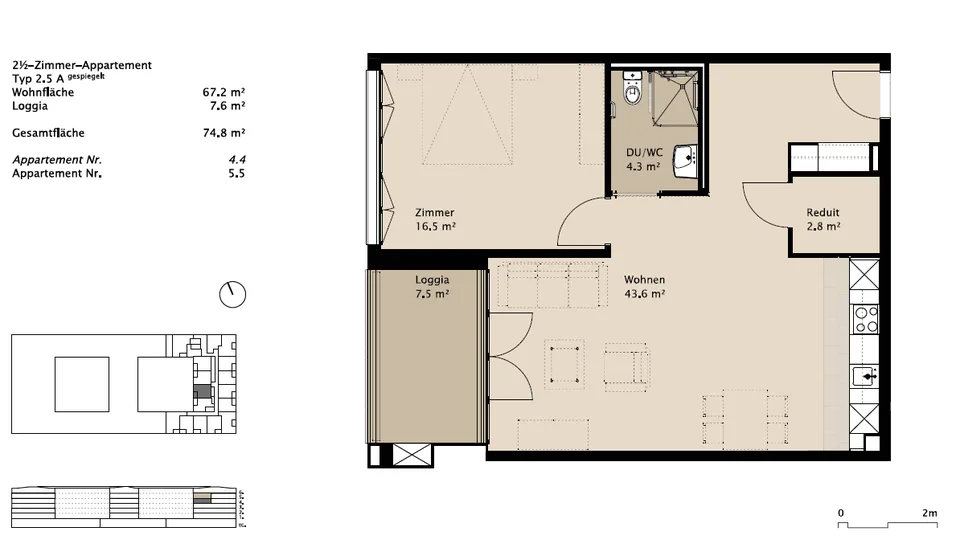 Appartement pour seniors dans le Tertianum Letzipark