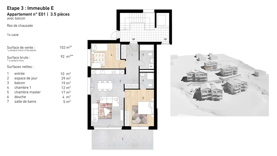 Appartement 3.5 Zimmer neu (oberes Erdgeschoss) - Lens – Foto 7 von 7