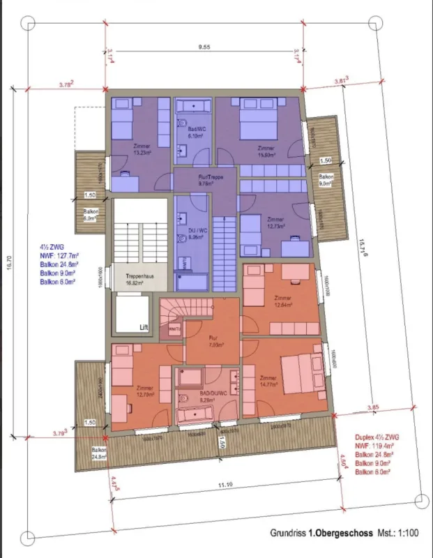 4.5 Appartement Duplex Étage Supérieur avec Vue sur le Matterhorn - Projet de Construction Neuve de Classe Supérieure à Zermatt - Résidence Principale – photo 11 sur 12